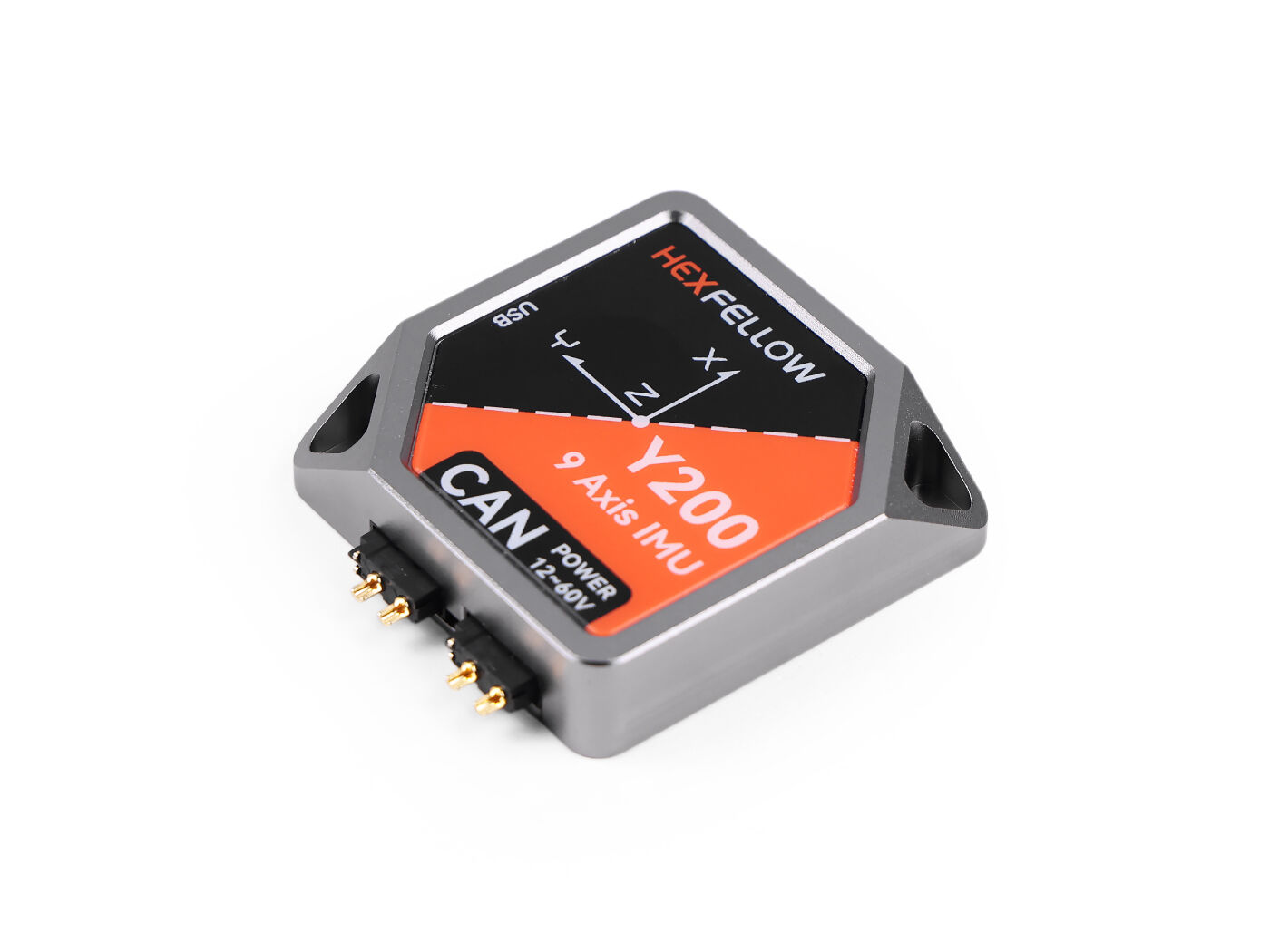 Hexfellow Y200 9-axis gyroscope IMU for robots, 12–60V XT30 CAN