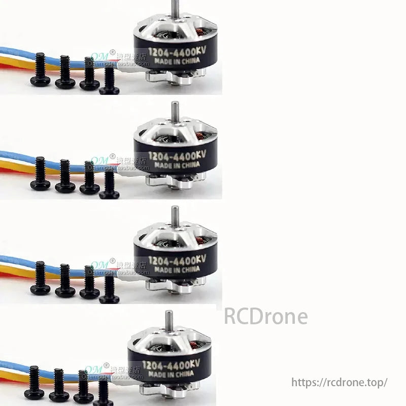 1/4PCS LDARC 1204 4400KV Brushless Motor, LDARC 1204 4400KV brushless motor for 2-inch FPV drone, 3-4S LiPo, 1.5mm shaft, 9x9mm mount. China-made. Includes four screws.