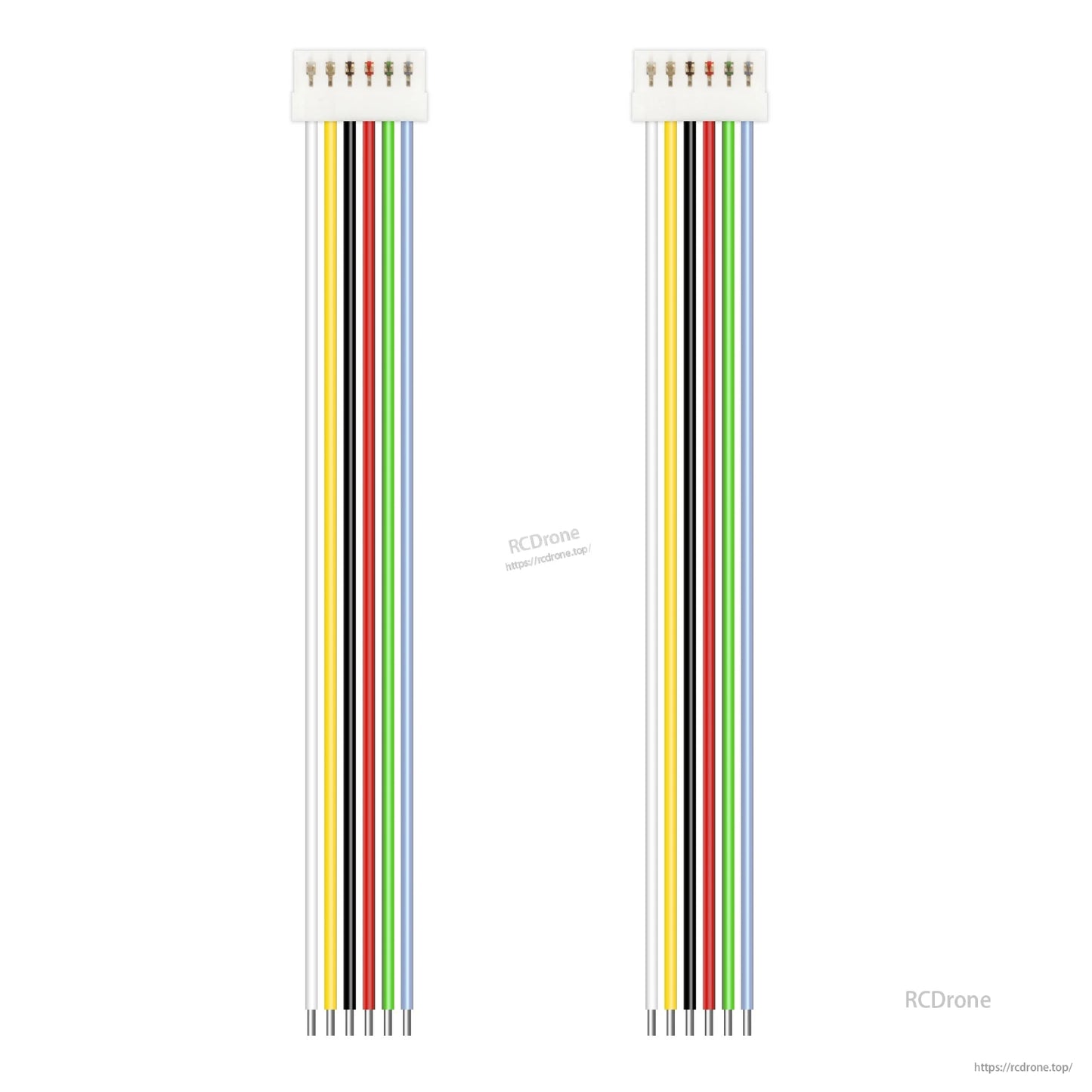 10PCS Flywoo 0.8mm Piercing 10cm Pigtail Cable, Flywoo 6-wire pigtail cable with small white connector and color-coded leads with stripped ends