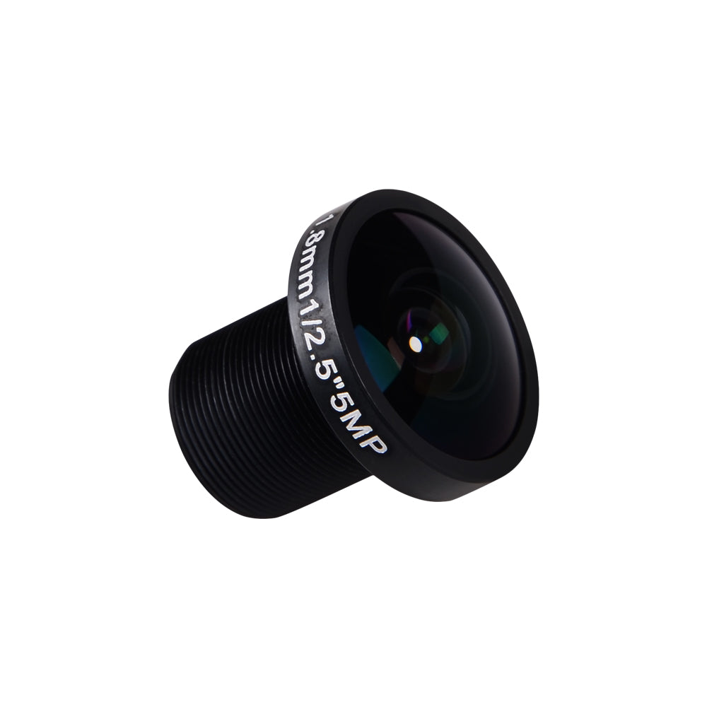 Foxeer 5MP M12 1.8mm IR Sensitive Wide Angle Lens, Foxeer 1.8mm 5MP wide-angle M12 camera lens with threaded black barrel and glass front element