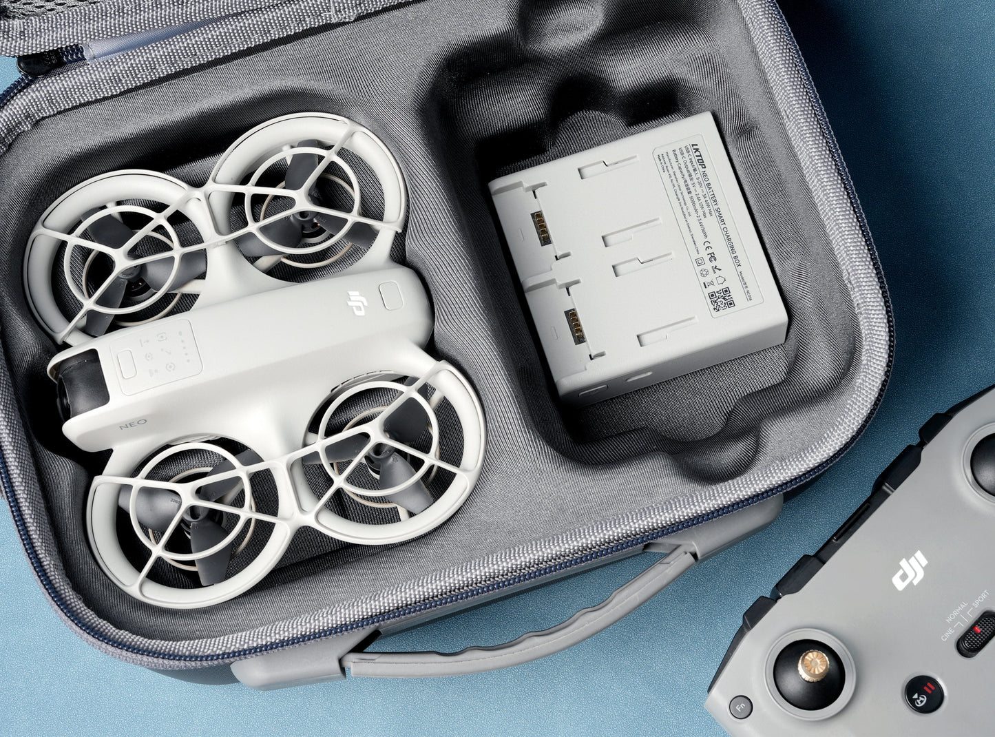 LKTOP Neo Smart Battery Charging Case 10000mAh for DJI Neo Batteries, 40W USB-C Input, App Control, 3-Slot Portable