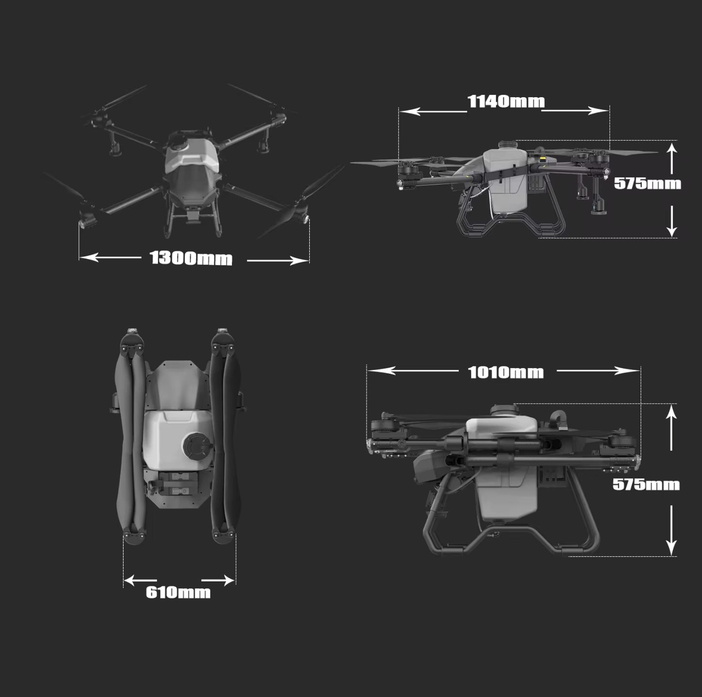 H32X 16L Agriculture Drone, 1140mm 575mm T300mm 1010nm 5754m 610