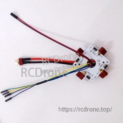 Top view of 4-axis connection plate power distribution board with solder pads and APM signal wires