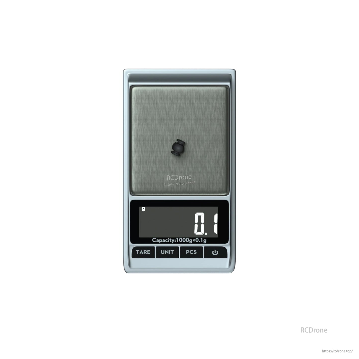 Small black rubber damping ball for Flywoo O3/O4 air unit mounts on a digital scale showing 0.1 g