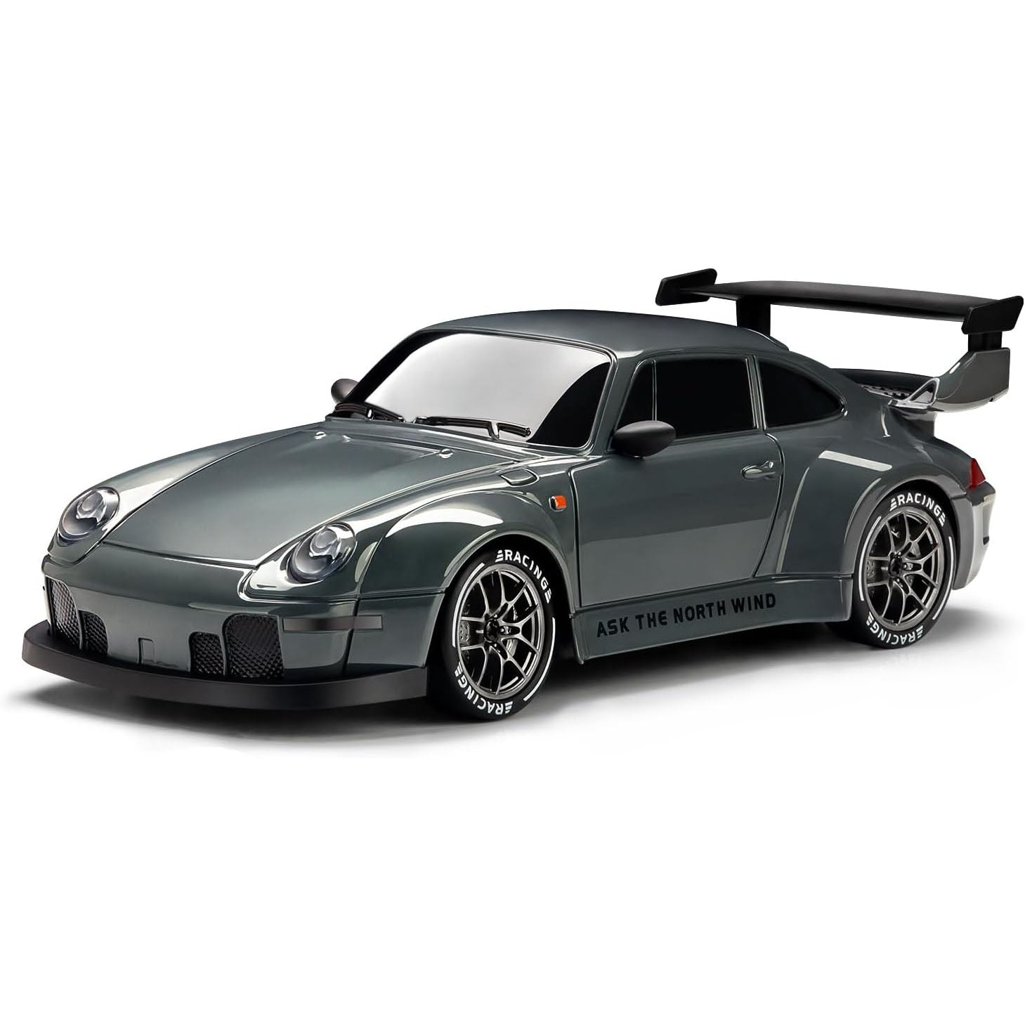 チョロ【美品】LEDライト付きグレーRCカー 4WDリモートコントロールカー 1/24 RCドリフトカー 最高速度20KM/H