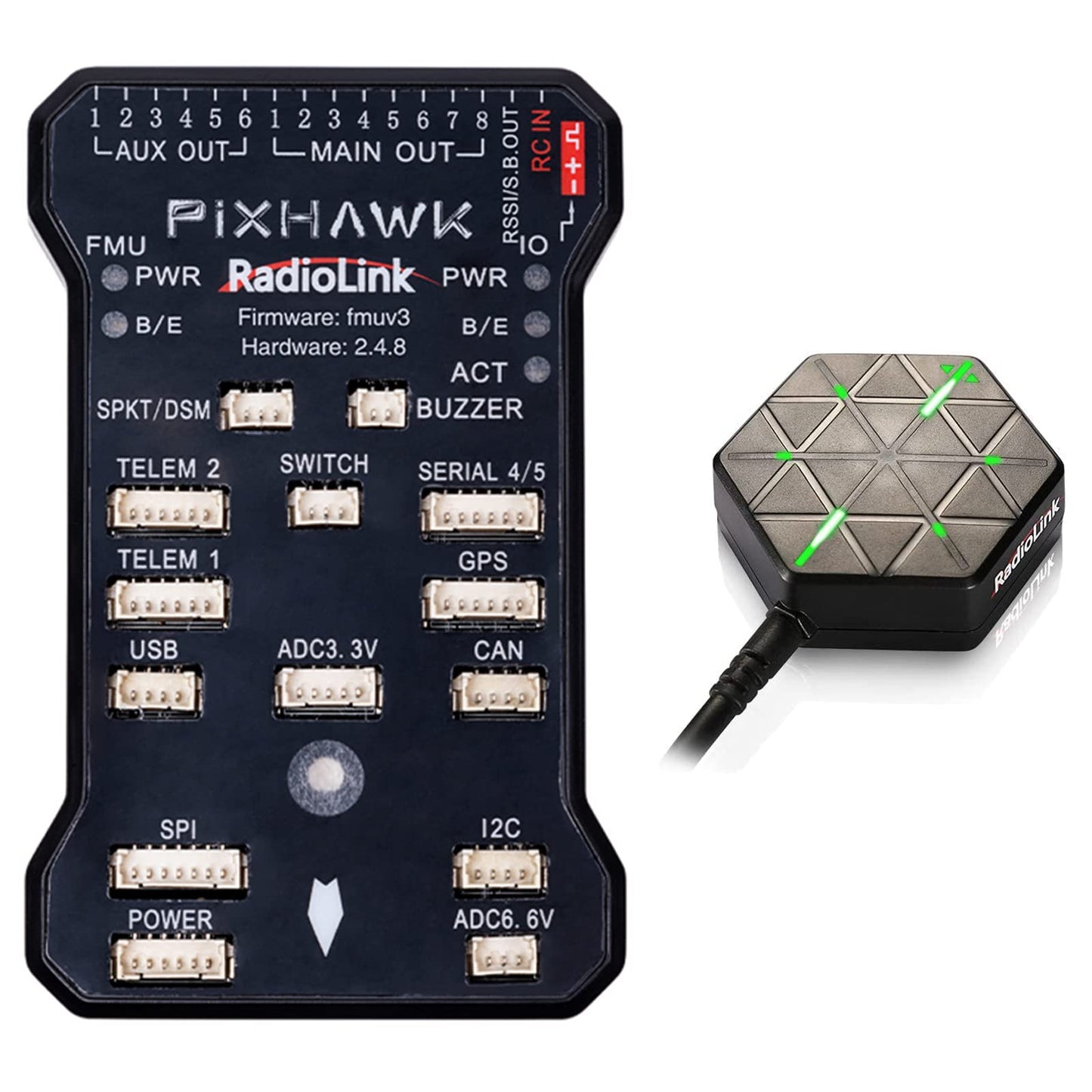 Контролер польоту Radiolink Pixhawk PIX PX4 - 32-розрядний STM32F427 з тримачем GPS M8N GPS Buzzer 4G SD Card Монтаж телеметричного модуля