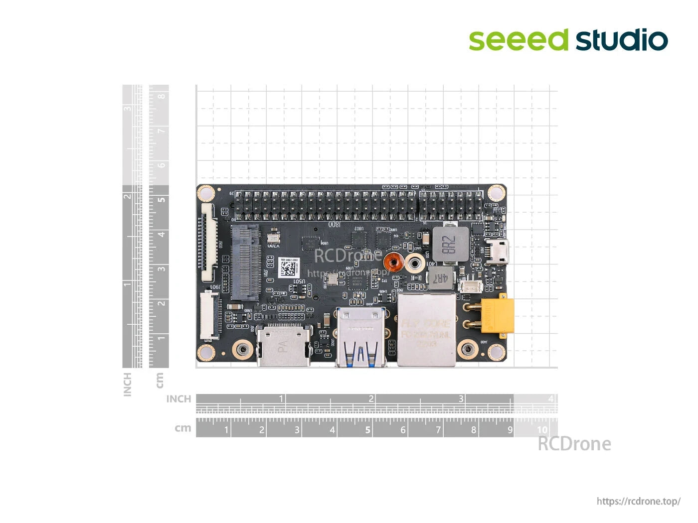 Compact A603 carrier board for Jetson Orin NX/Nano, supports GbE, M.2, CSI, HDMI, 4x USB, 9–20V/7A power, sized 87mm x 52mm.
