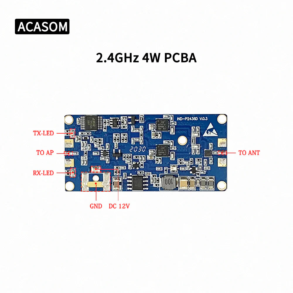 ACASOM 2.4GHz 4W Signal Booster PCBA