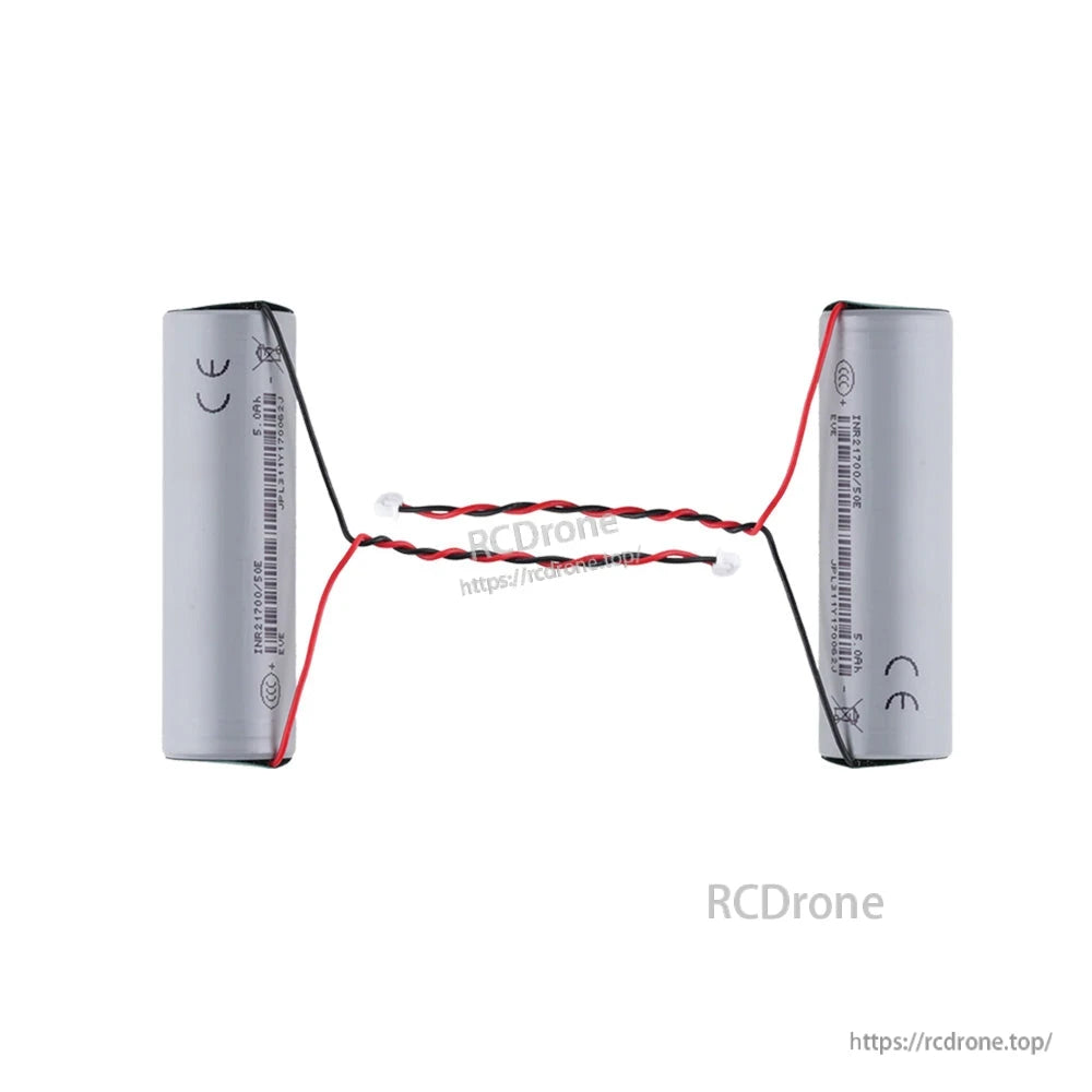 AX12 Battery assembly with two pack cells, red and black lead wires, and white plug connector