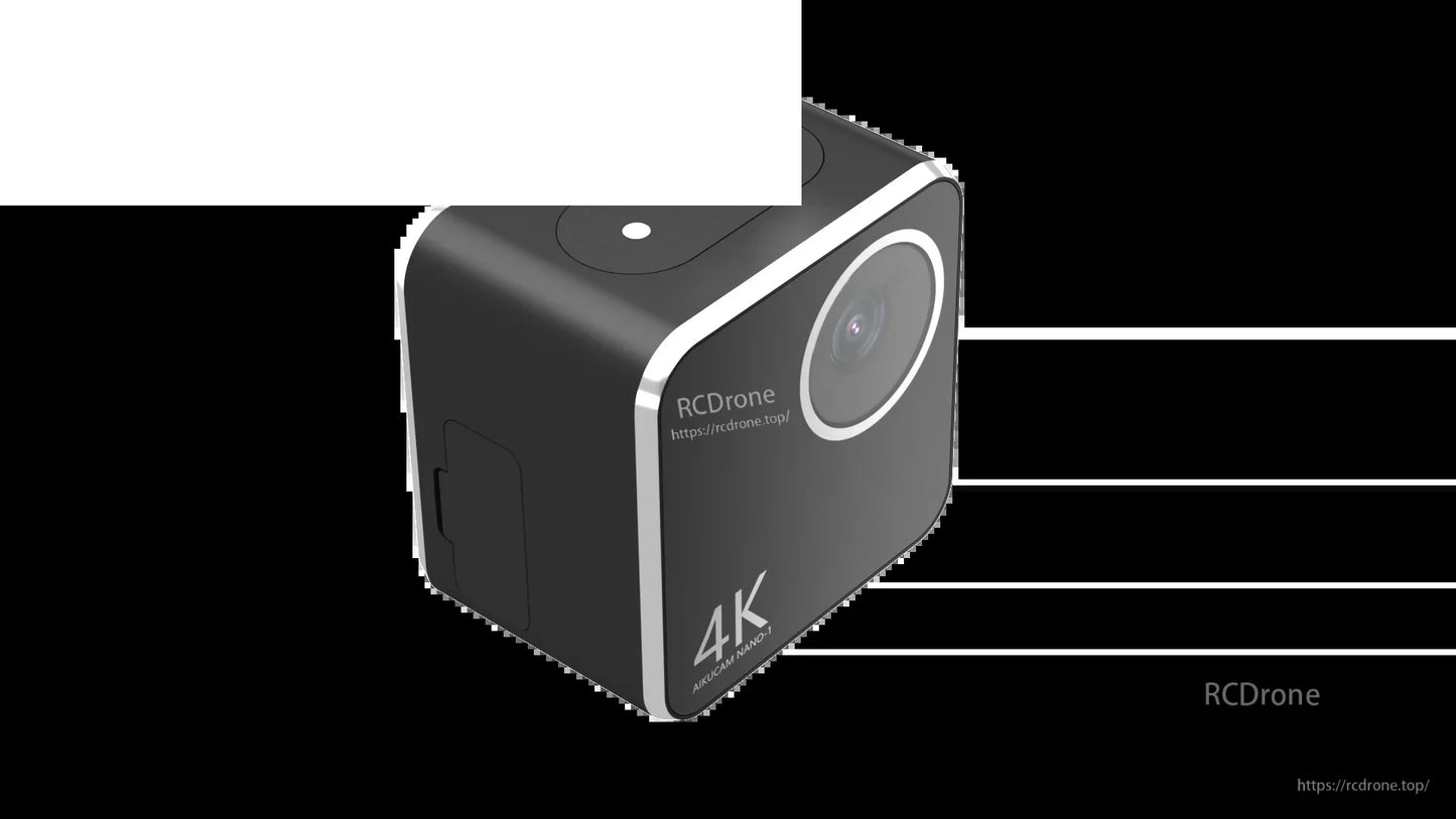 Close angled view of camera front and top, showing lens, top button area, and beveled edge trim