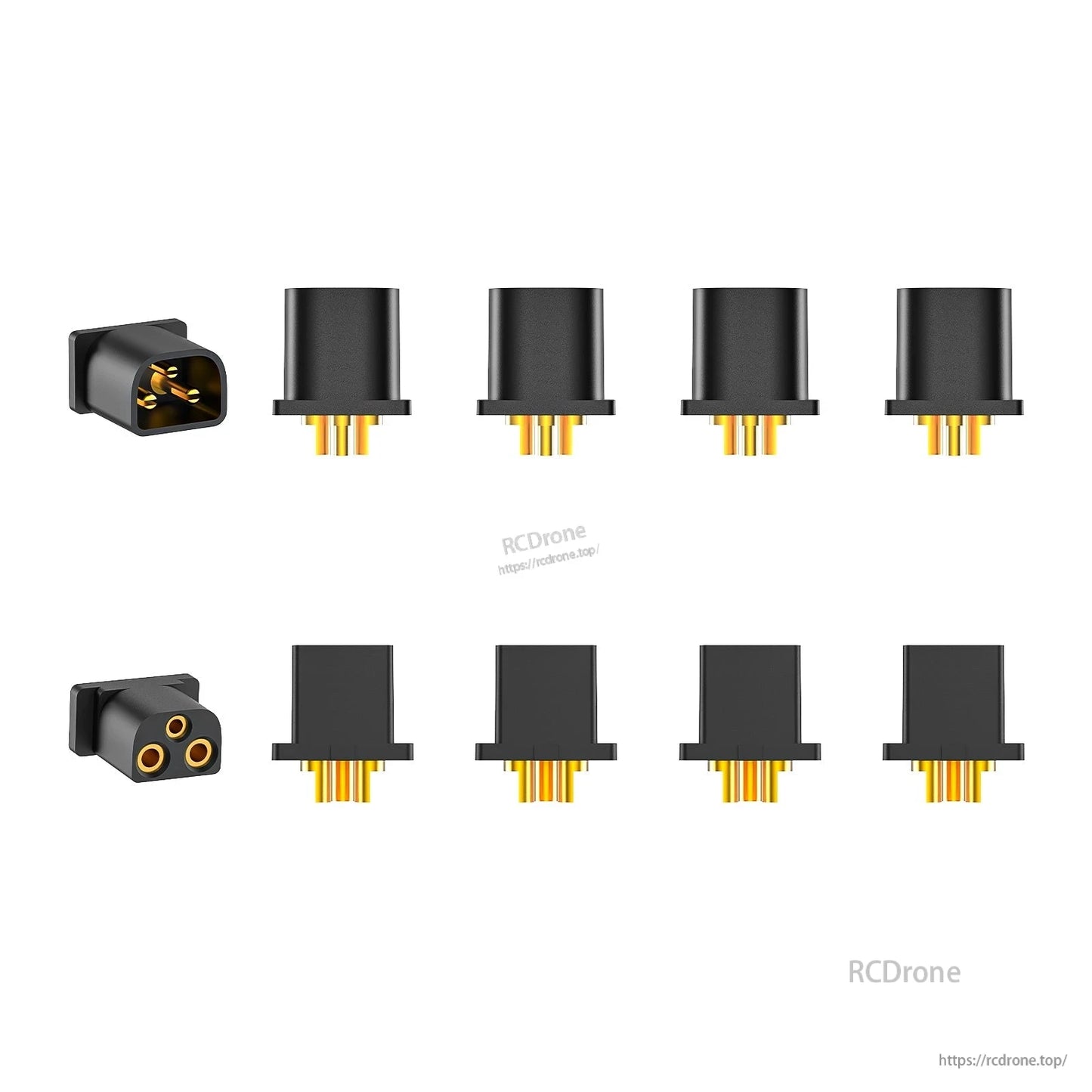 BT3.0 connector kit in black, showing both socket housings and matching 3-pin terminal inserts