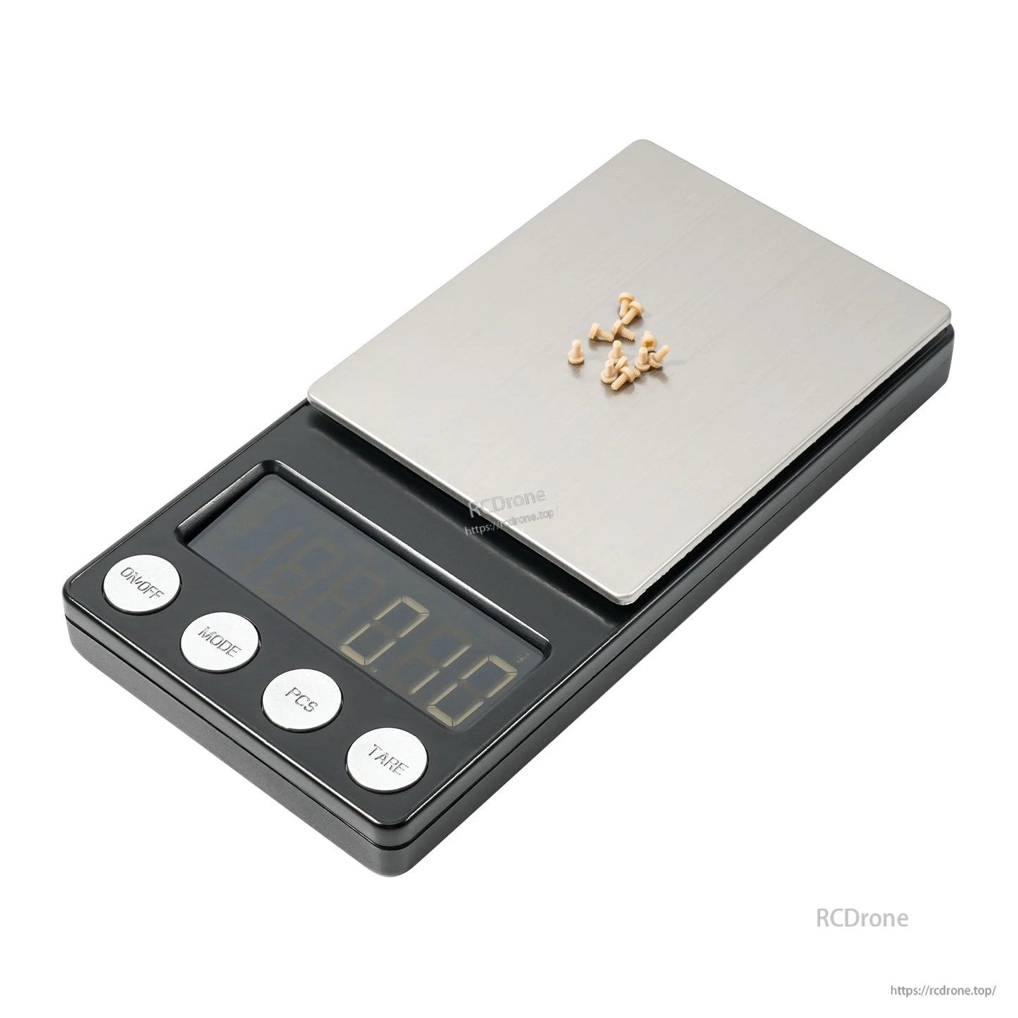 PEEK motor fixing screws on digital scale, beige screws with 0.10 display reading