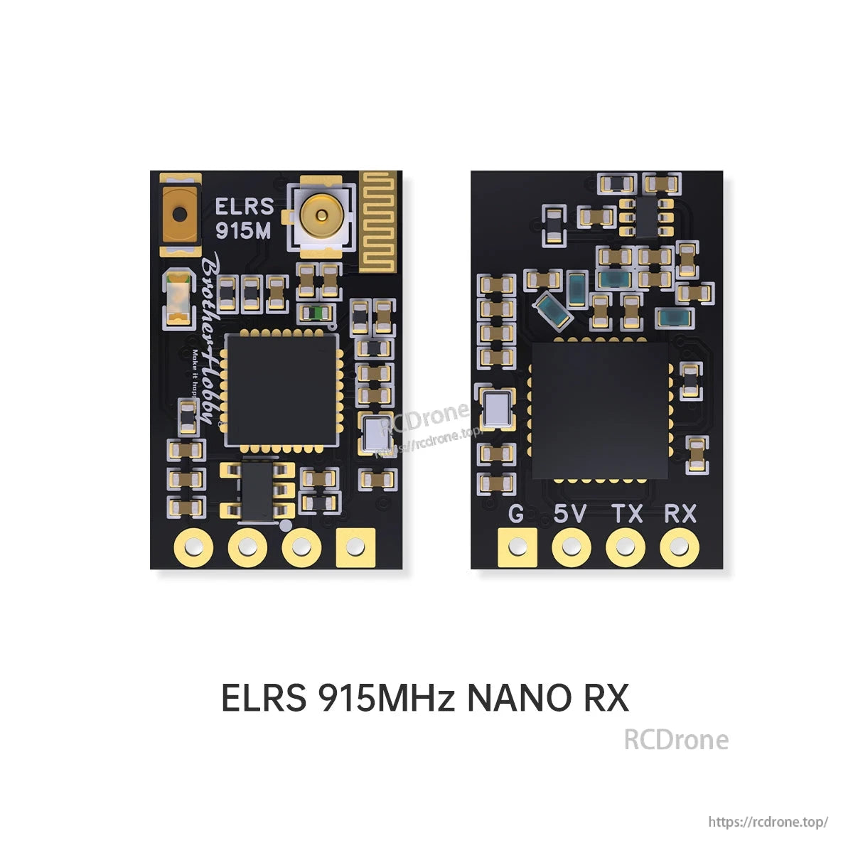 BrotherHobby ELRS 915MHz nano ExpressLRS receiver board with IPEX1 antenna connector and G/5V/TX/RX pads