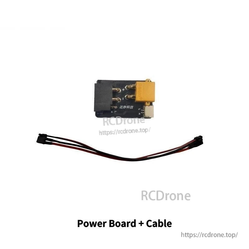 Power board with cable harness, small connector board and two-wire lead