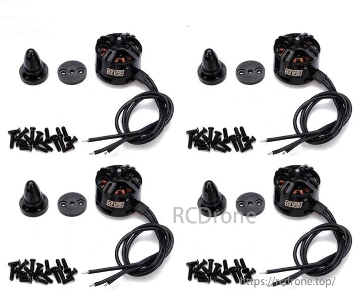 DYS BE1806 1400KV 2300KV Brushless Motor, DYS BE1806 1400KV 2300KV brushless motors, prop adapters, and screws for mini drones, RC planes, and helicopters.