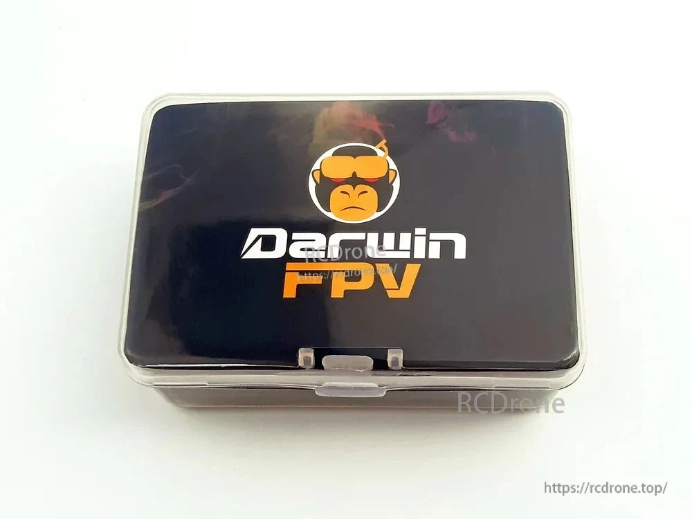 DarwinFPV branded storage case closed, black lid with DarwinFPV logo