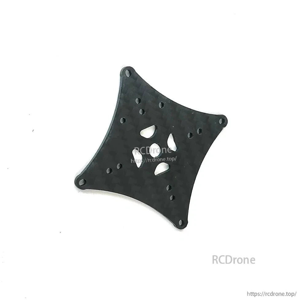 Square carbon fiber mounting plate with center cutouts and multiple screw holes