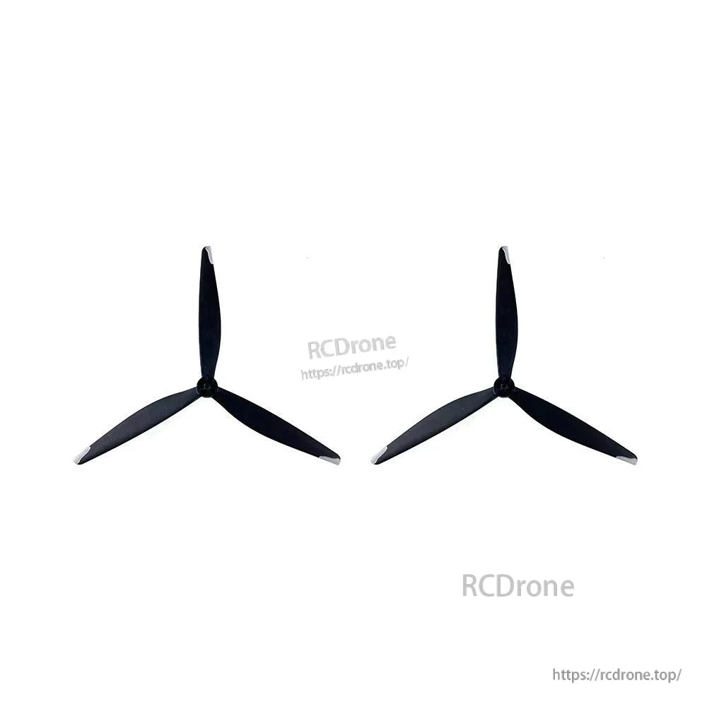 Two black 13 inch tri-blade propellers side by side, matching pair view