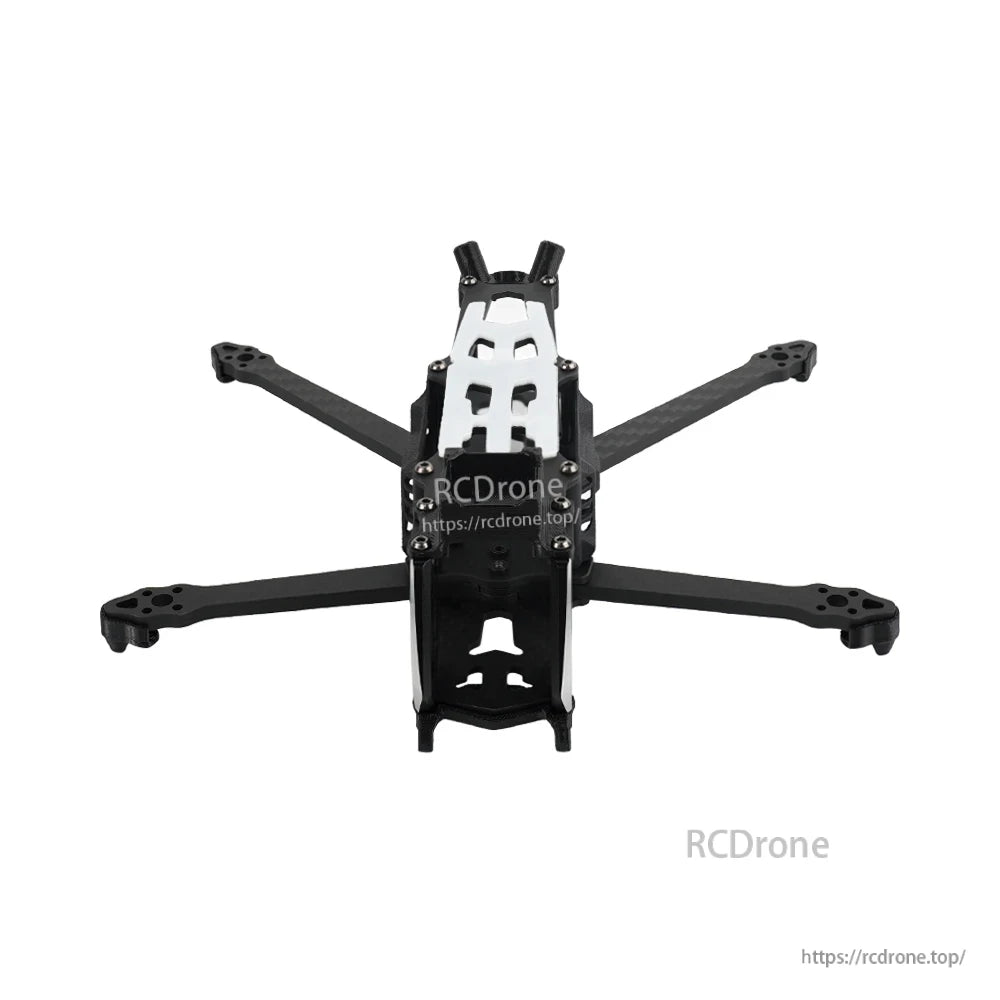 Top view of DeepSpace ROC 4 4-inch FPV drone frame kit with carbon fiber arms and white top plate
