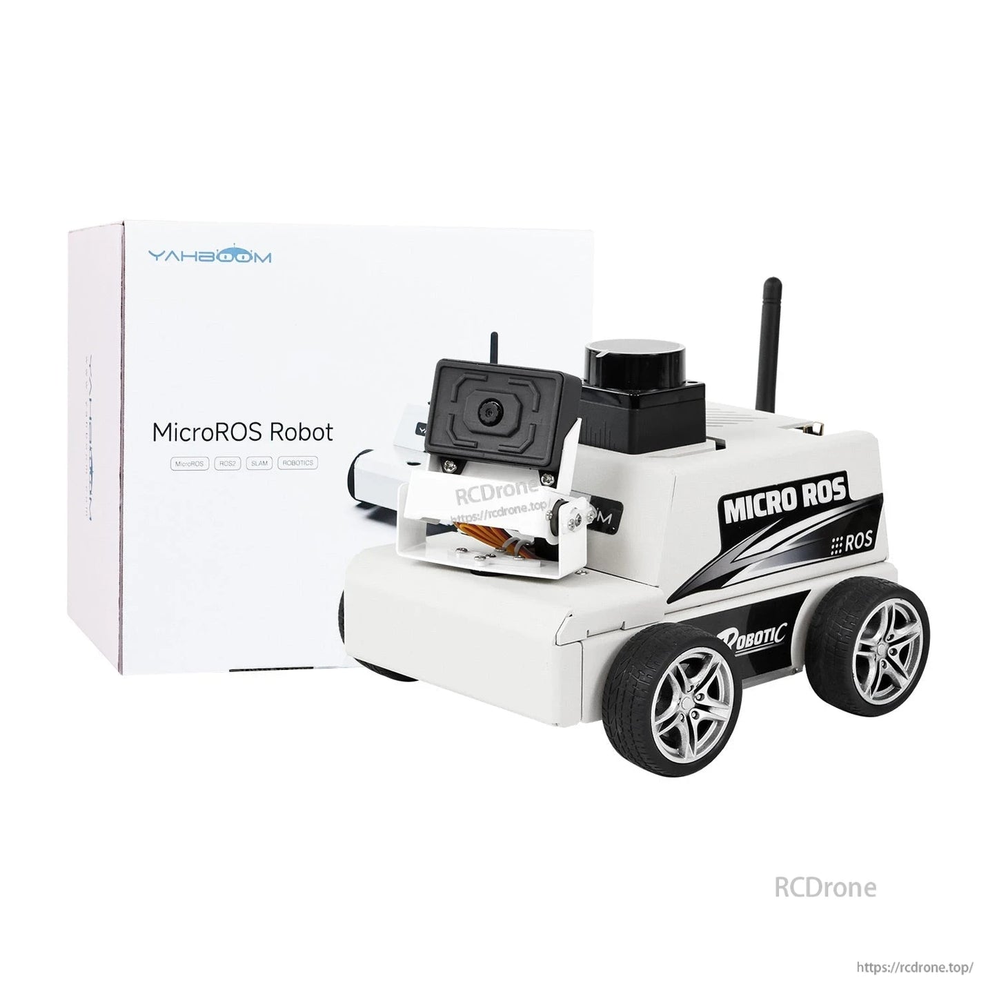 ESP32 MicroROS Robot vision car with front camera module, lidar unit, and retail box