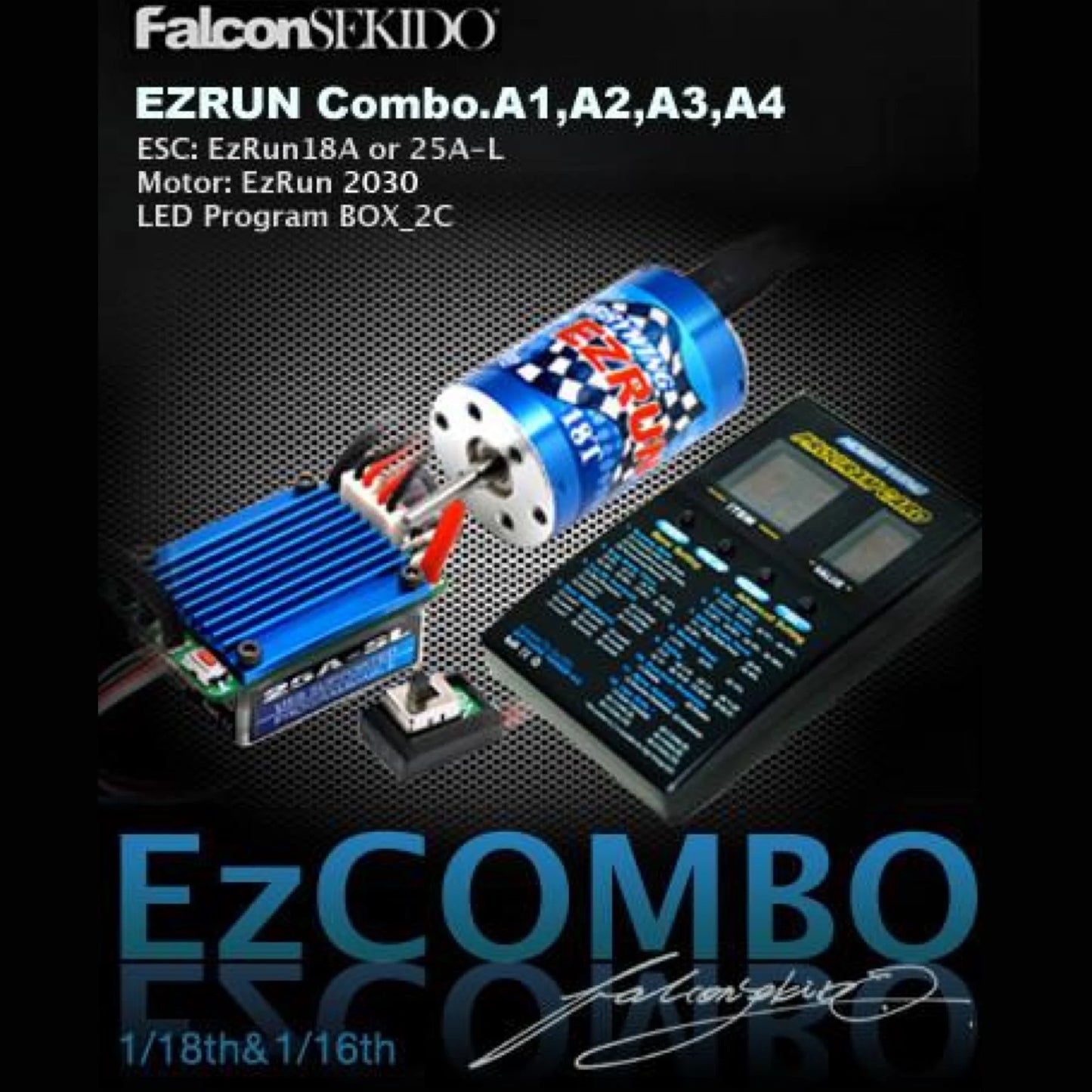 Hobbywing EZRUN Combo for 1/18 Car (A Series), Brushless motor & ESC combo for 1/18 & 1/16 RC cars, with LED programmer included.