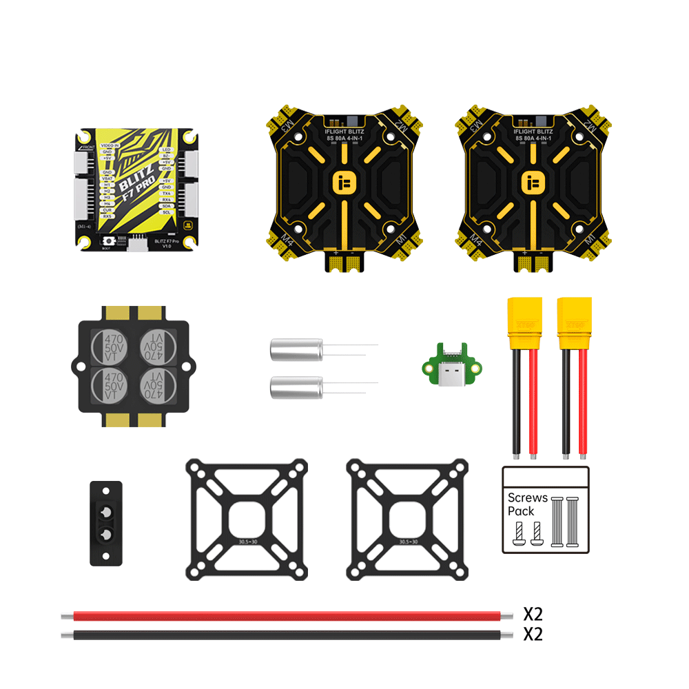 iFlight BLITZ F7 Pro Combo Set (E80 Pro 4-IN-1 ESC) -BLITZ F7 Pro Flight Controller + BLITZ E80 4-IN-1 ESC with CNC Alum Cover