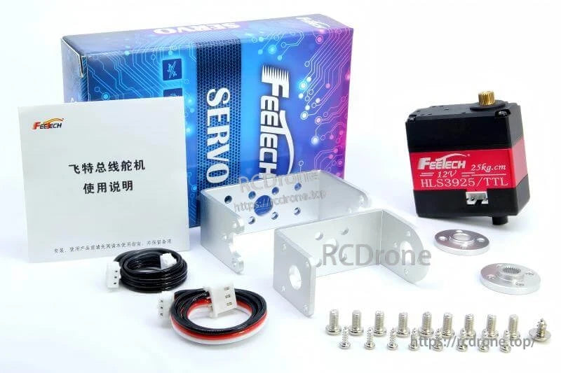 FEETECH HL-3925 Servo, FEETECH HL53925 is a 12V, 25kg.cm servo with 0-360° multi-loop PID control and serial bus communication for precise, continuous rotation.