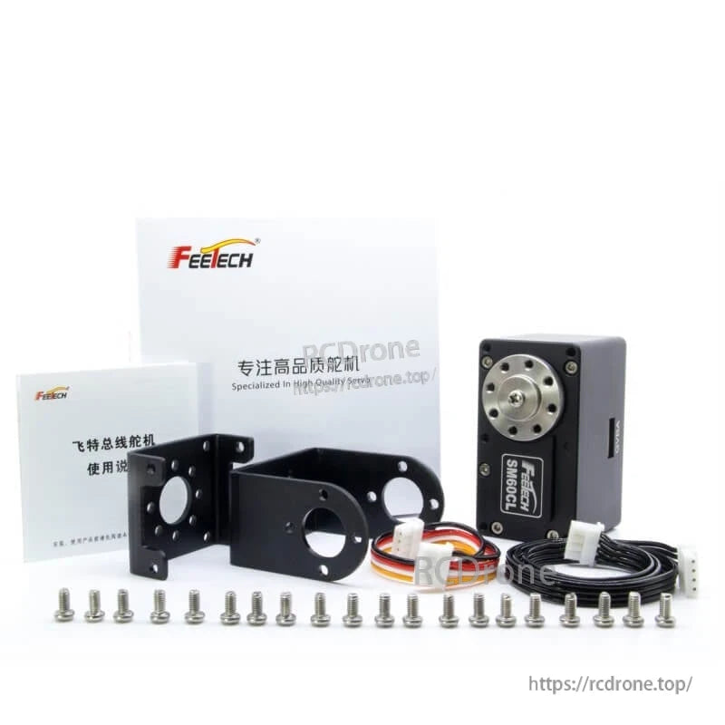 FEETECH SM60CL Servo, FEETECH SM60CL: 12V RS485 servo with 60kg.cm torque, steel gears, 360° rotation, coreless motor, 35RPM speed.