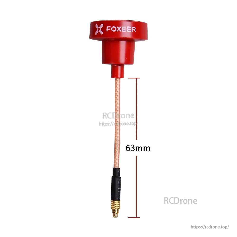 Red Foxeer Pagoda Pro 5.8G RHCP omni FPV antenna with 63mm coax lead and gold connector