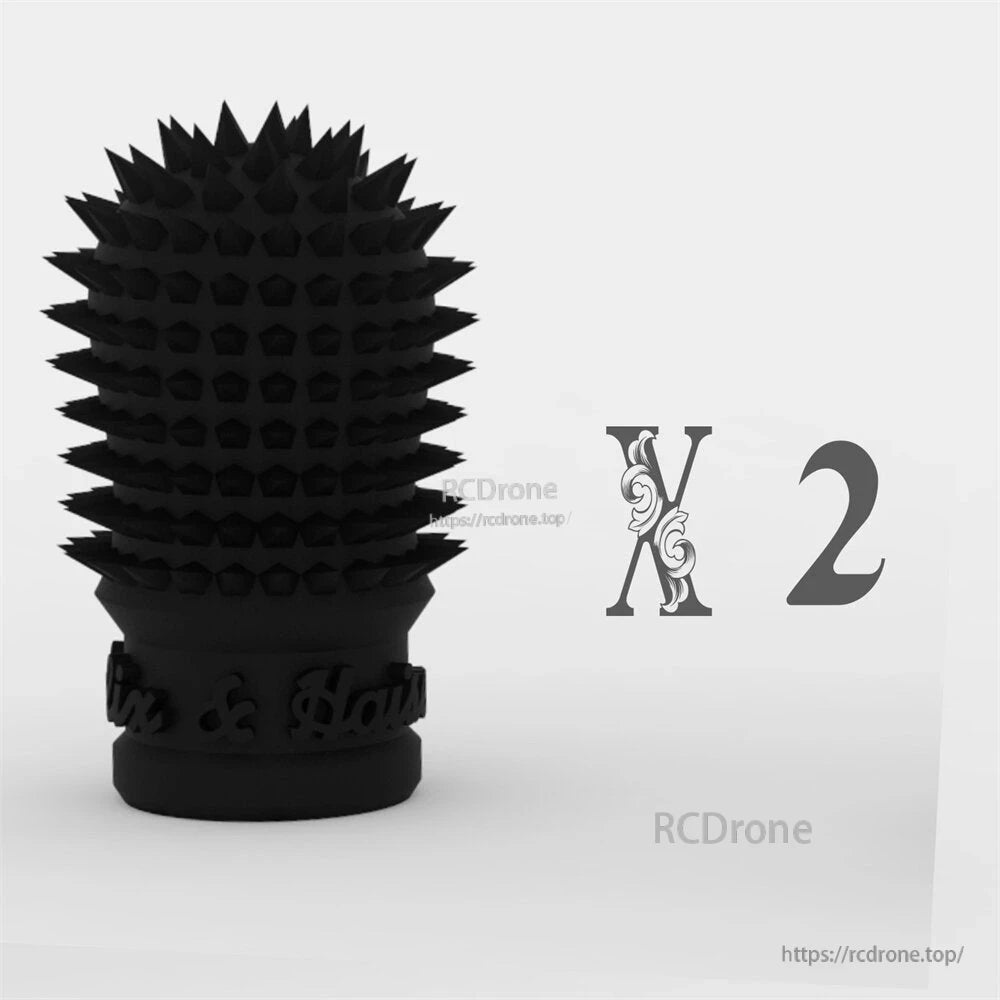 3D render of black spiked stick end grip with “X2” quantity indicator