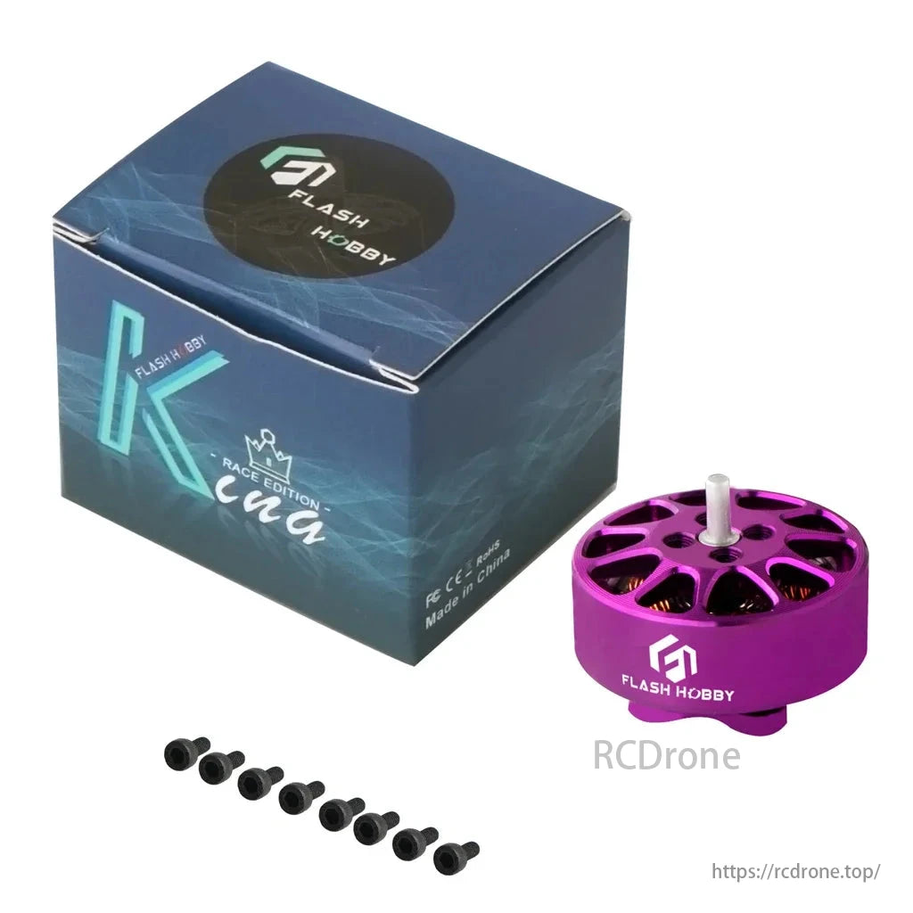 FlashHobby K1303 brushless motor for 2-inch FPV drones, 5000KV/8000KV, 2-4S, includes screws.