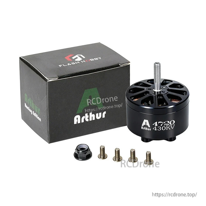 Flashhobby A4720 430KV brushless motor with mounting screws, prop nut and branded box