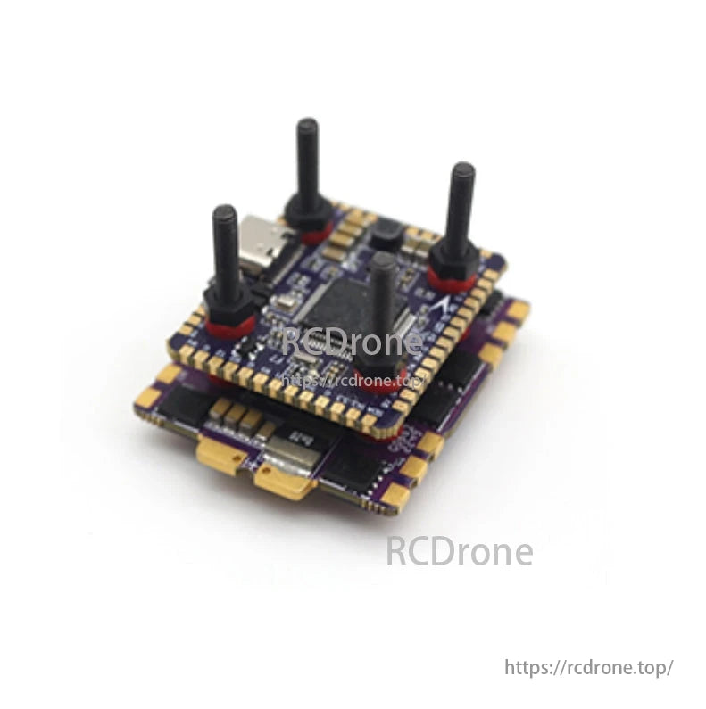 FlyColor Raptor Mini Tower TR20 F722 45A 60A Stack is a compact FPV drone component with multiple connectors and adjustable parts.
