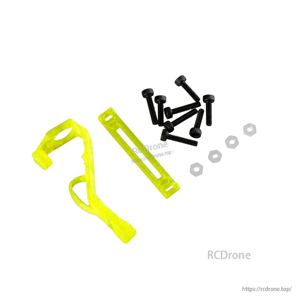 Flywoo Firefly 1S Nano Baby Quad 40mm frame kit parts with yellow canopy pieces, screws and nuts