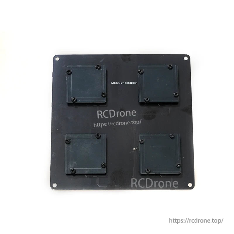 Foxeer 3.3G 14dBi Directional Antenna, Foxeer 3.3GHz directional patch antenna panel with four elements, labeled AT3.3GHz 13dBi RHCP