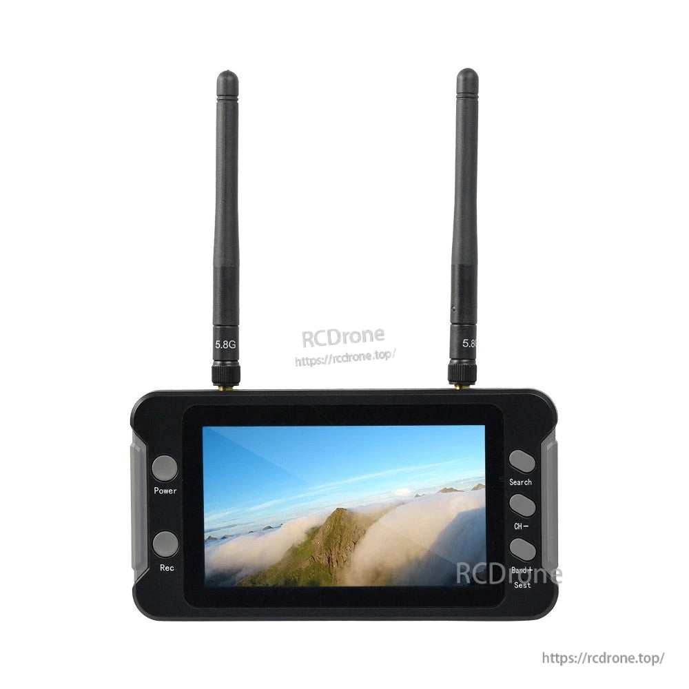 Foxeer 4.3" FPV Monitor, Foxeer 4.3-inch FPV monitor with dual 5.8G antennas and side buttons for power, search, channel and band