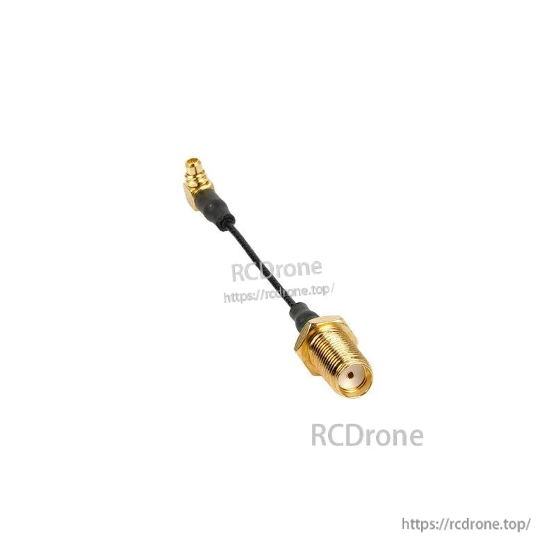 Foxeer 65mm Angle MMCX to SMA Extension Cable, MMCX to SMA extension pigtail coax cable with gold connectors and black RG178 lead