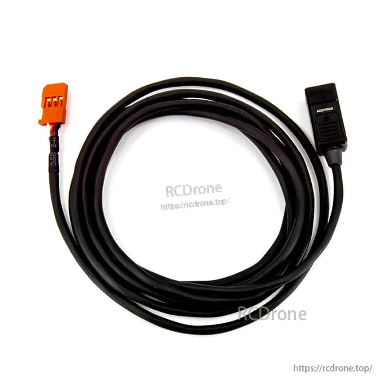 Coiled servo hub lead showing orange S.Bus-style plug and black rectangular connector end on white background