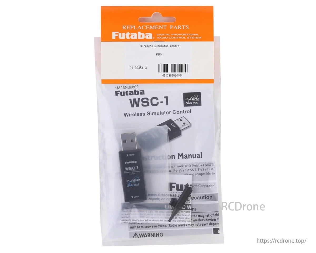 Futaba WSC-1 for RealFlight, S-FHSS compatible. Replacement parts with manual and label.