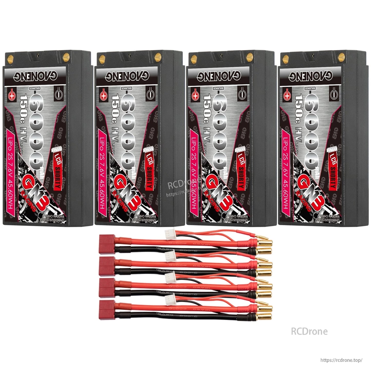 GAONENG GNB 2S LiHV 7.6V 6000mAh 150C LCG Shorty Hard Case LiPo Battery, 5mm Bullet (ROAR)