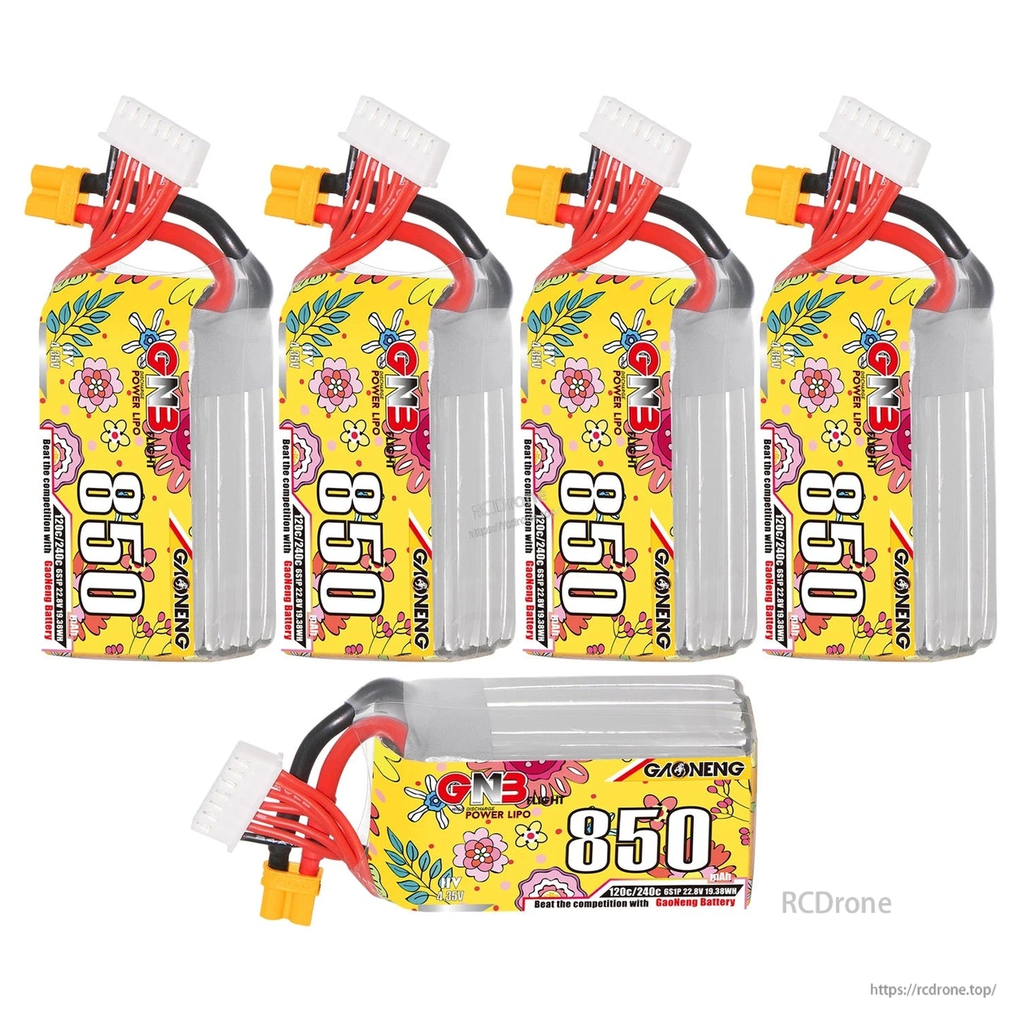 Six GNB 850 batteries bundle shown—five standing and one horizontal