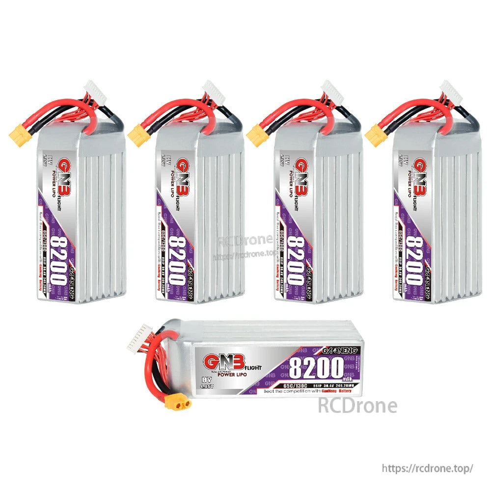 Five-battery bundle: four upright packs plus one horizontal GNB 8200 LiHV battery