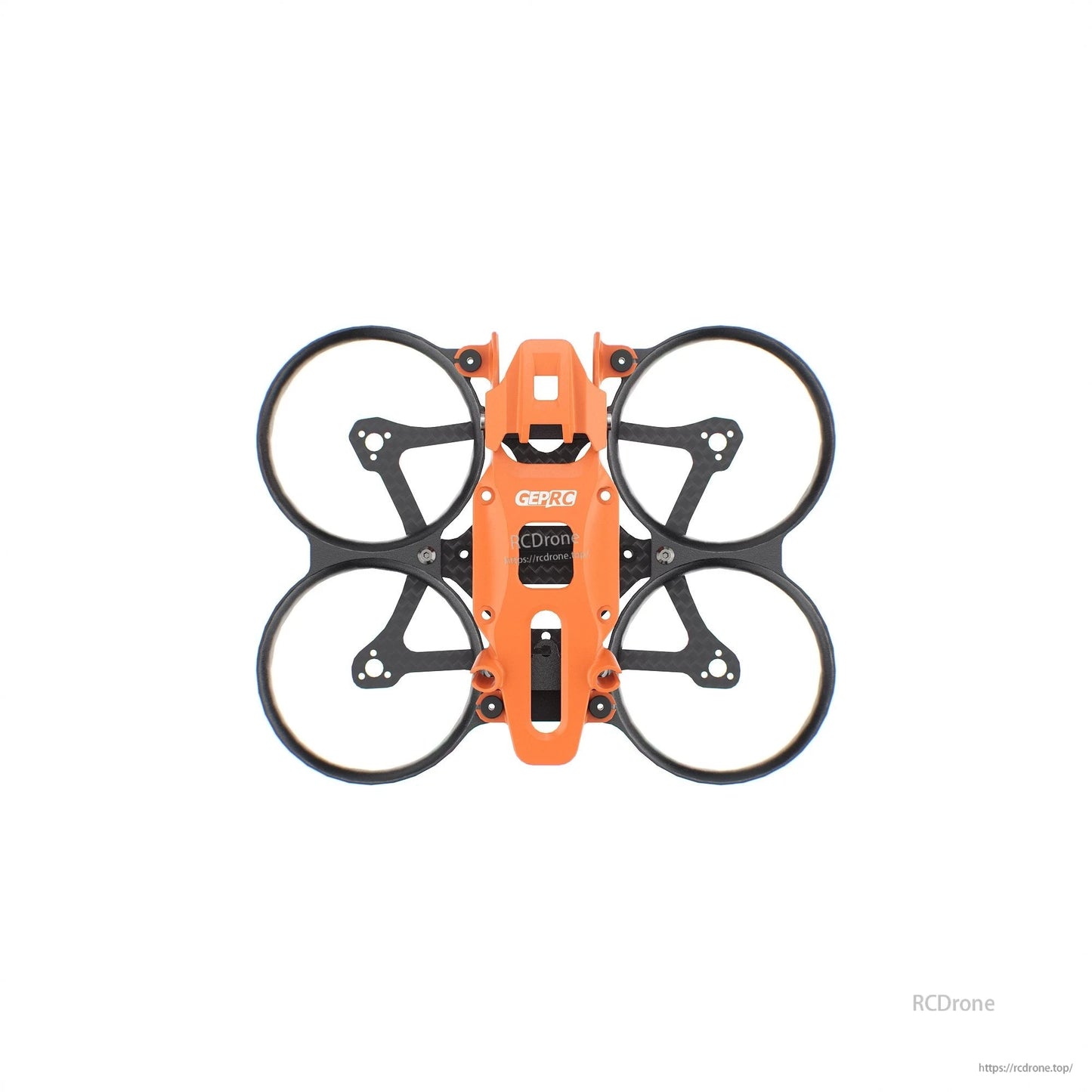 GEPRC GEP-DS16 FPV Frame, GEPRC GEP-DS16 FPV drone frame with orange center canopy, carbon arms, and four ducted prop guards