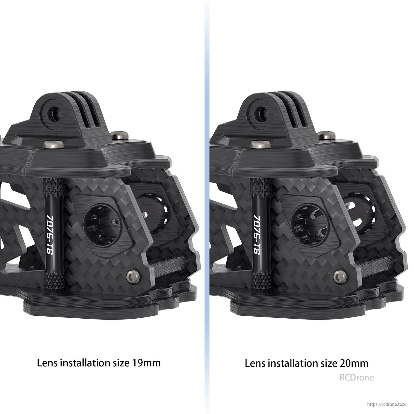 GEPRC GEP-Pulsar LR10 drone frame, compatible with 19mm/20mm lenses, features a strong "7075-T6" aluminum design.