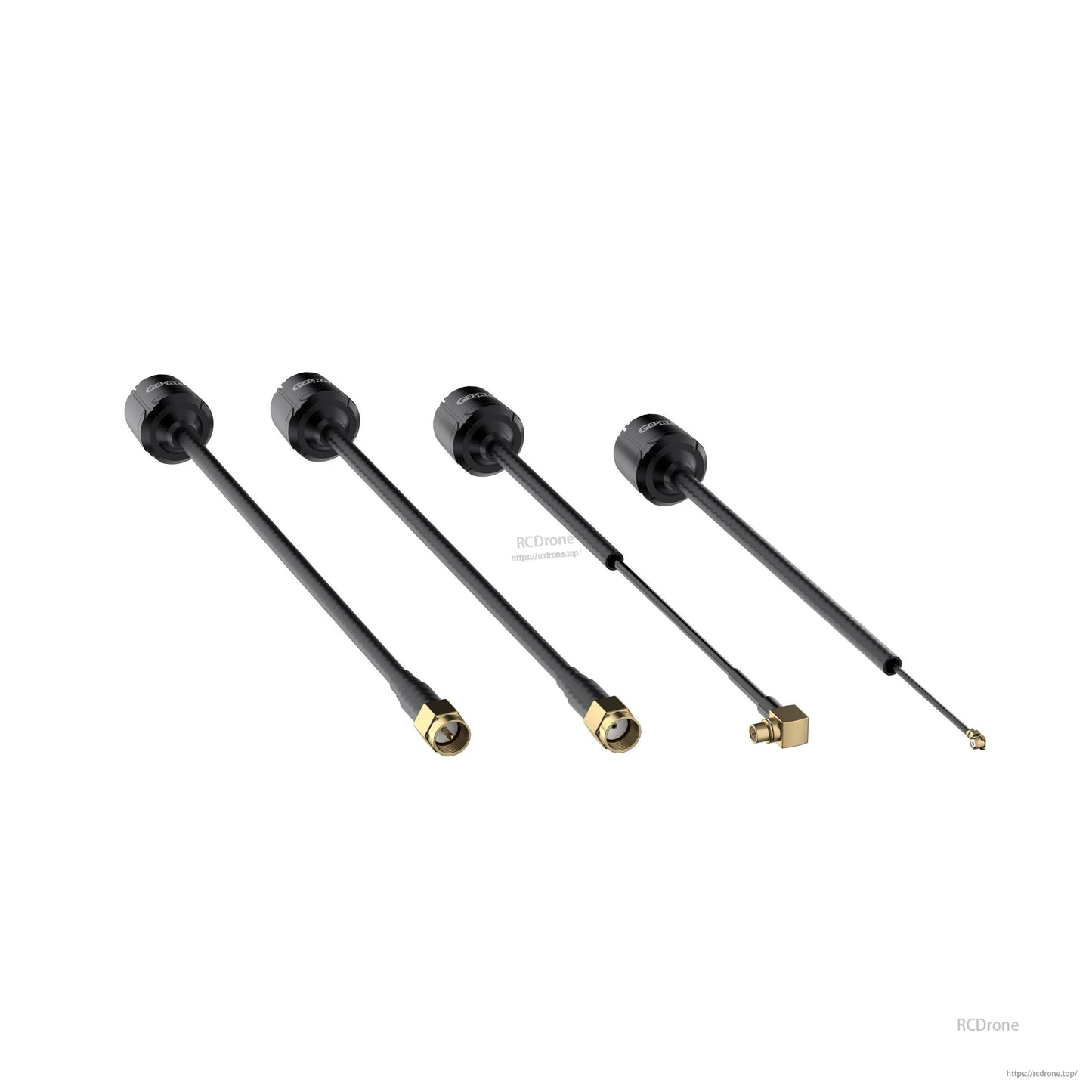 GEPRC Momoda2 4.9G FPV VTX antenna set with black coax leads and mixed straight/right-angle connectors