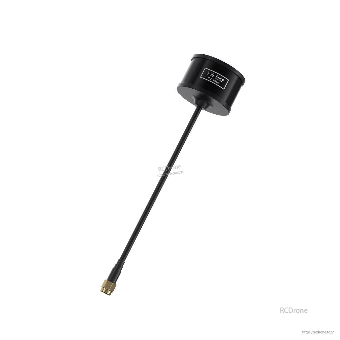 GEPRC SOMA 1.2G/1.3G Antenna, GEPRC SOMA 1.3G RHCP FPV antenna with black cylindrical housing, long coax lead, and SMA connector