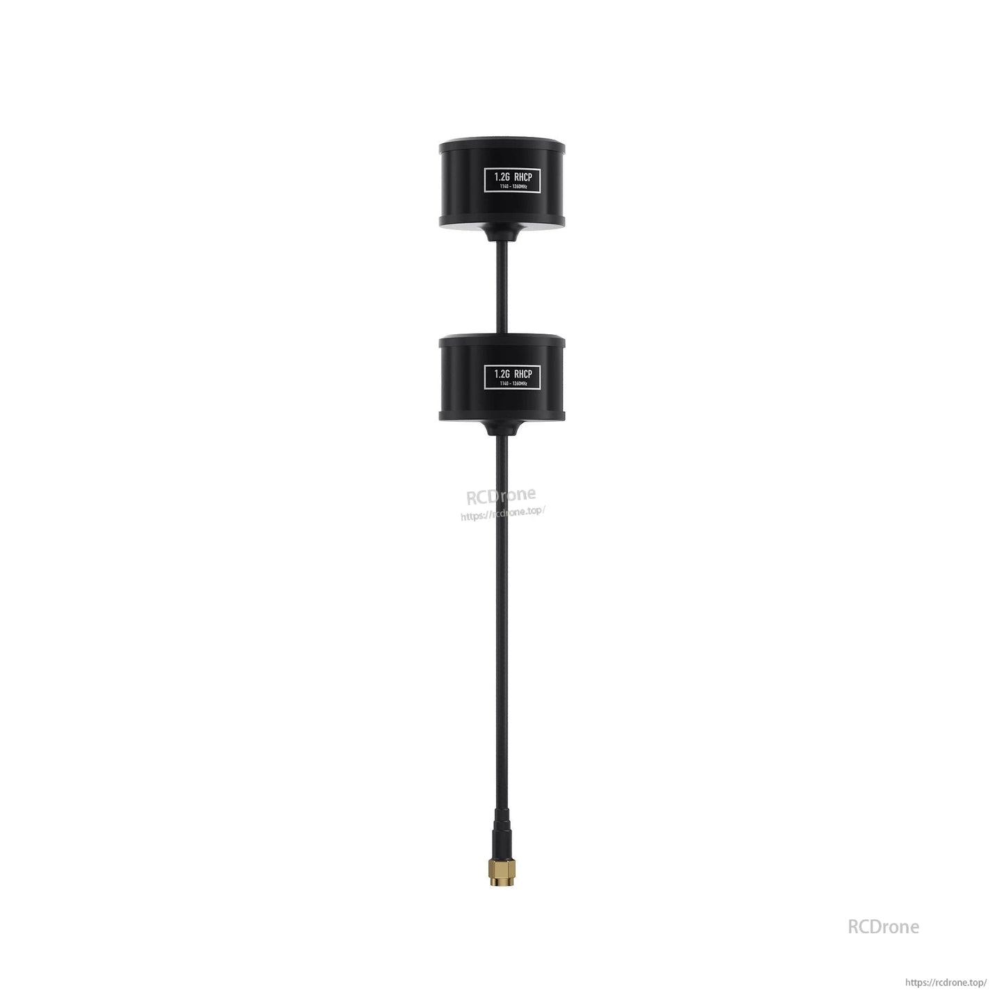 GEPRC SOMA 1.2G/1.3G Dual-Core RHCP SMA Antenna, GEPRC SOMA 1.2G RHCP dual-core antenna with two black modules on a coax lead and SMA connector