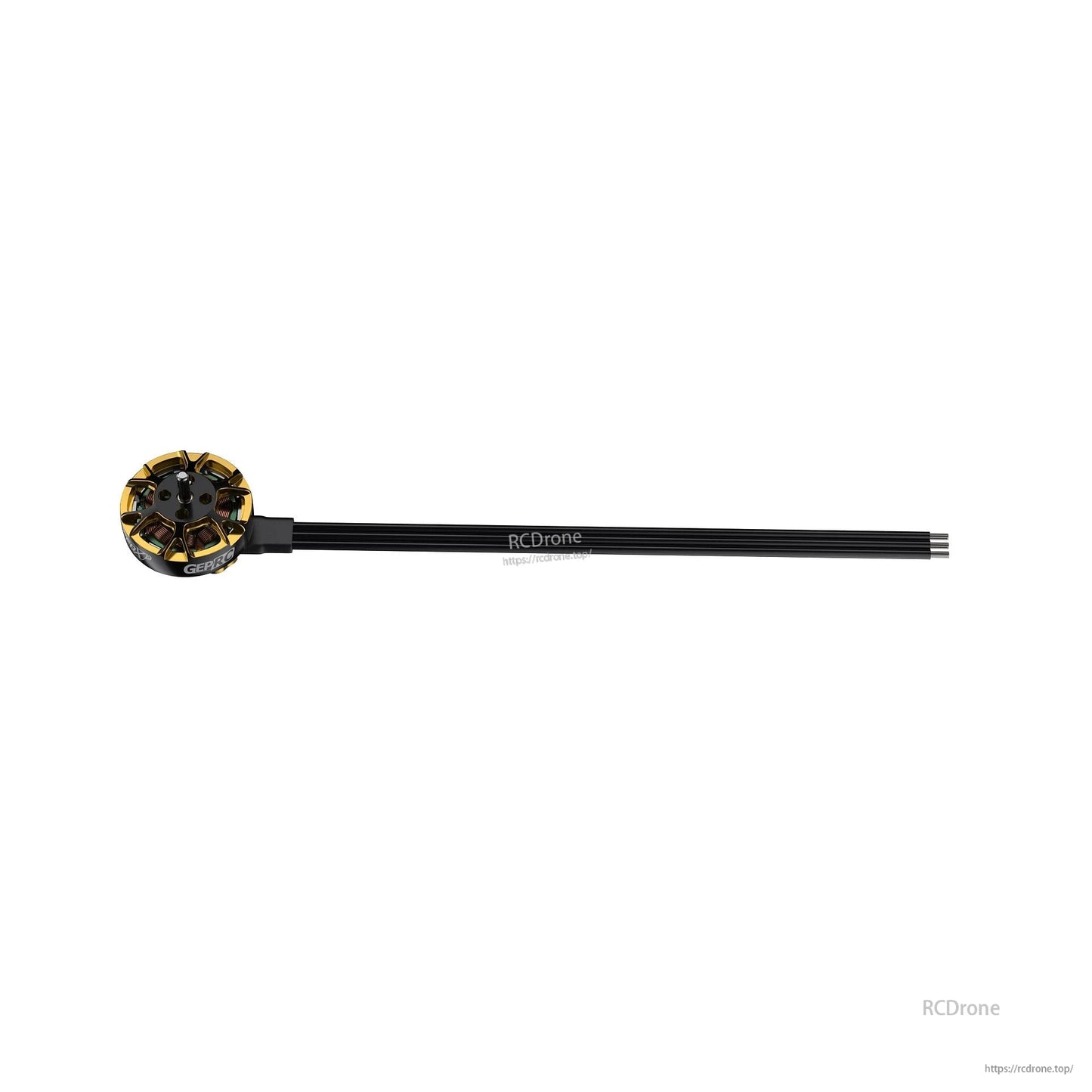 GEPRC SPEEDX2 1202.5 Motor, GEPRC SPEEDX2 1202.5 motor: 10k/15k KV, 1–2S, 9N12P, 4.53g, black with gold accents, three-wire design.