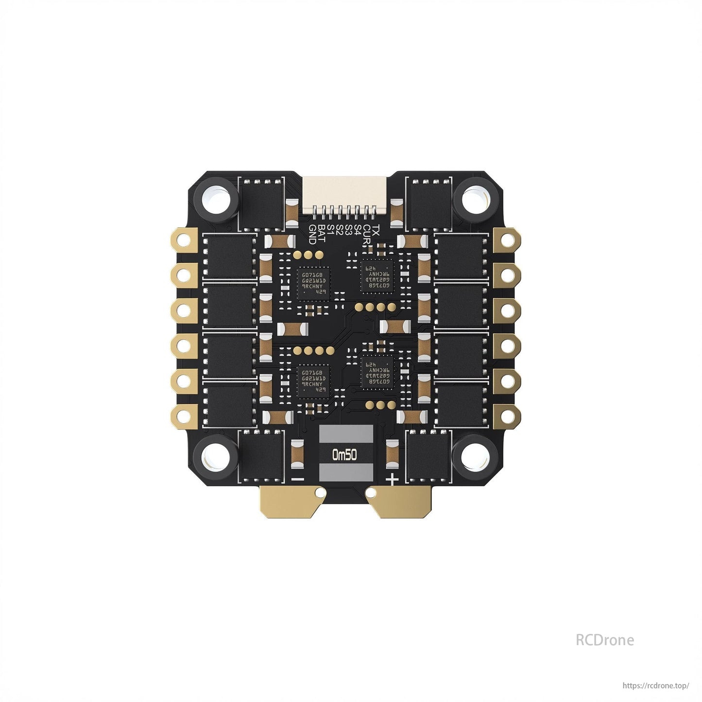 GEPRC TAKER F722 BT 50A FPV Drone Stack features 32Bit F722 FC, 4in1 BL32 ESC, 512MB Blackbox, Bluetooth, DJI Plug, gold connectors, and black components for compact design.