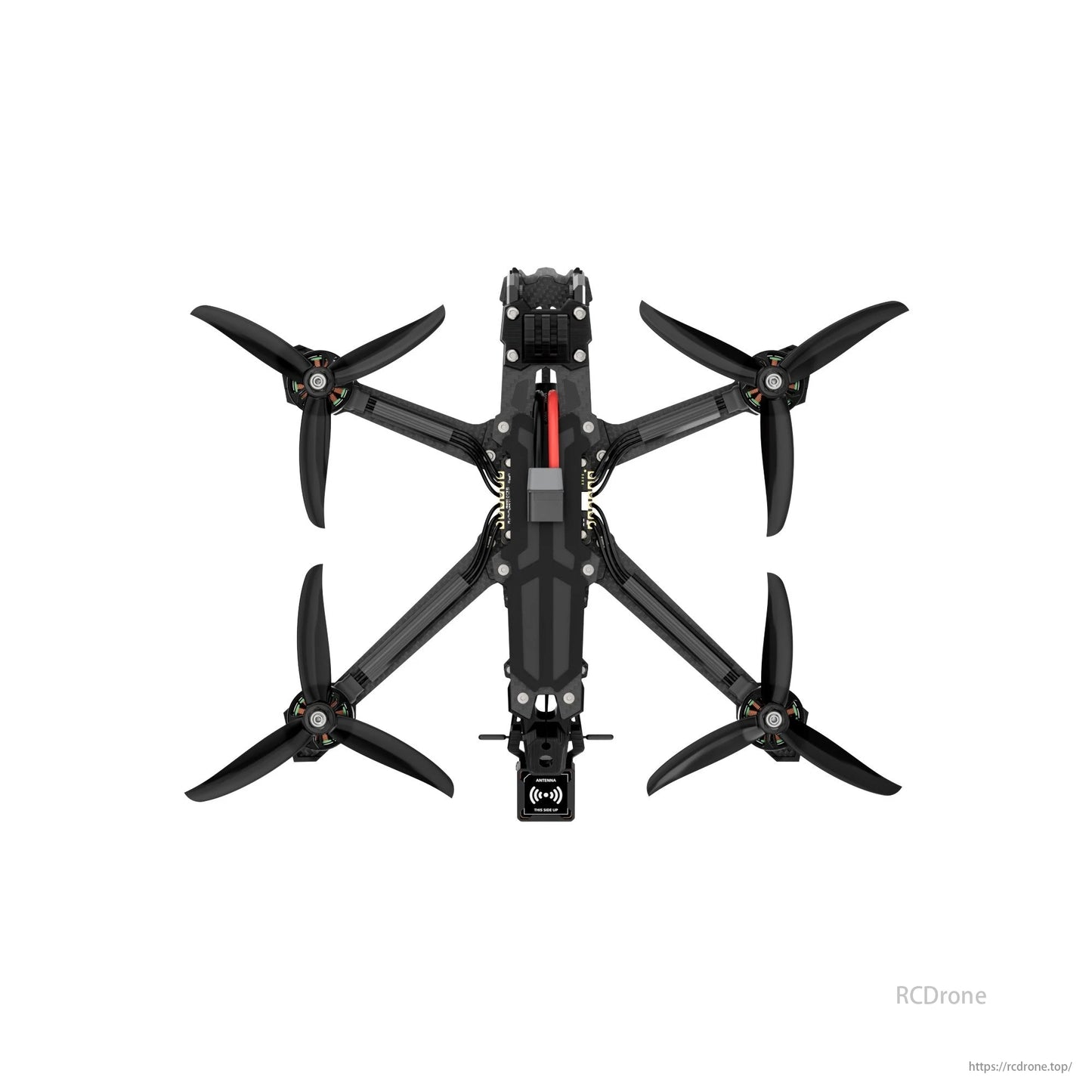 GEPRC Vapor-D5 WTFPV, A GEPRC Vapor-D5 FPV drone with F722 controller, 60A ESC, M10 GPS, 238mm wheelbase, 5-inch props, and black/red parts.